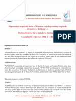 Communique de Presse - Déclenchement de La Pré-Alerte Cyclonique