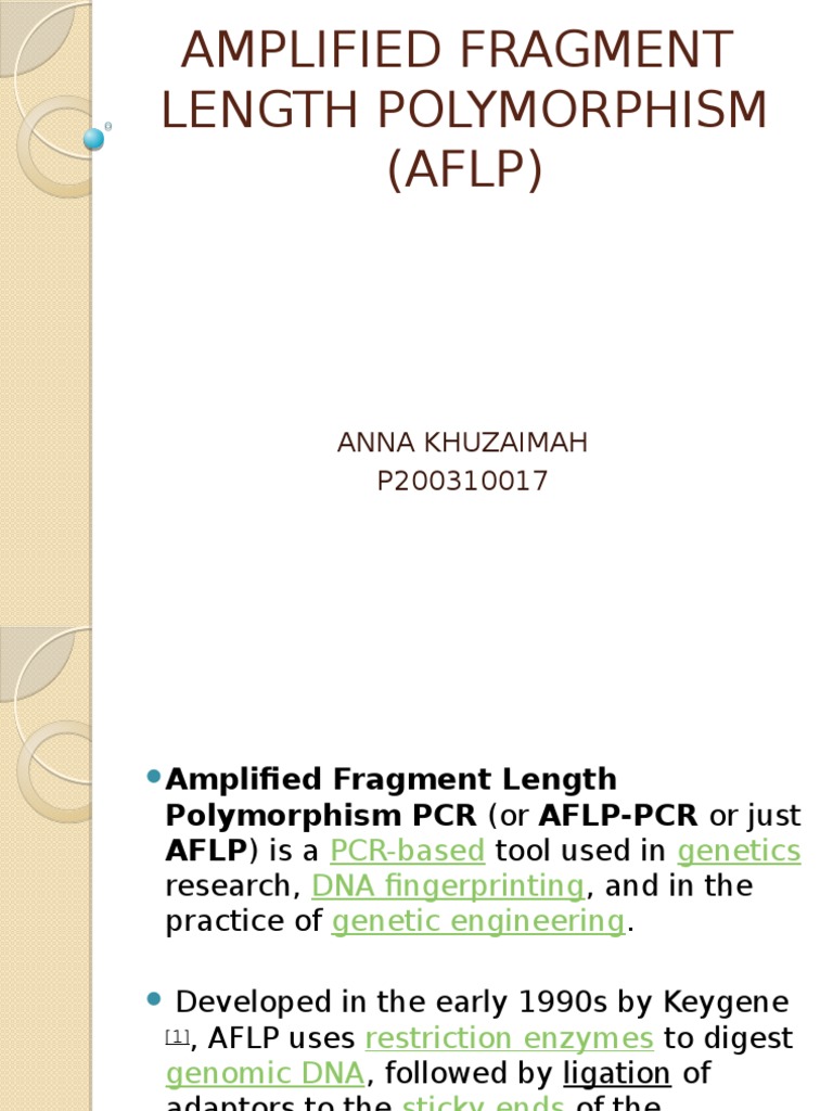 AFLP Technique for DNA Fingerprinting | PDF | Polymerase Chain Reaction ...