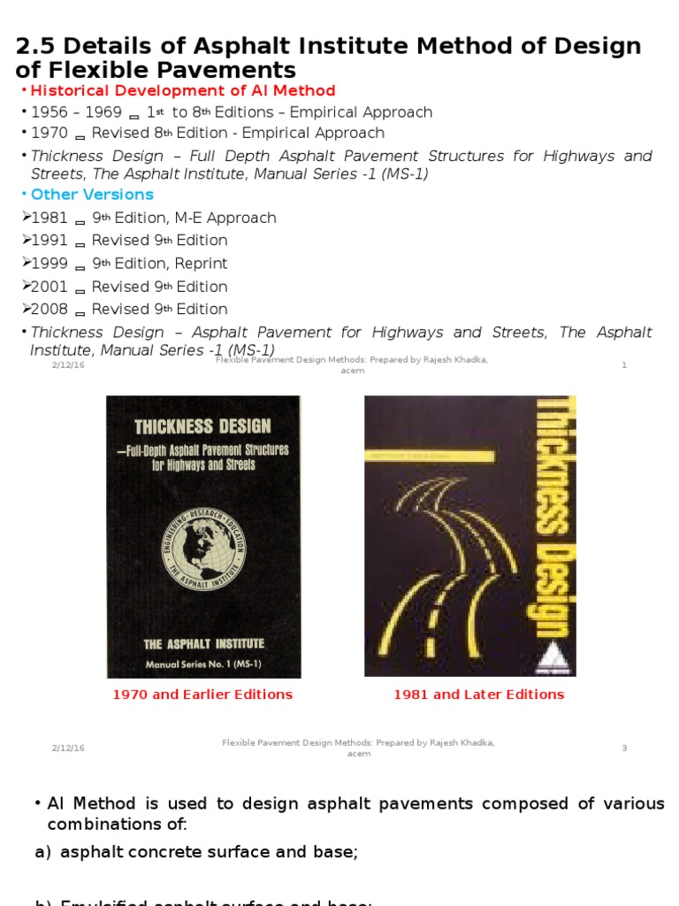 2.5 Details of Asphalt Institute Method of Design of Flexible Pavements ...