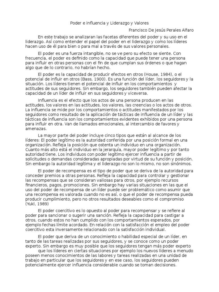 Poder e Influencia y Liderazgo y Valores | Descargar gratis PDF ...