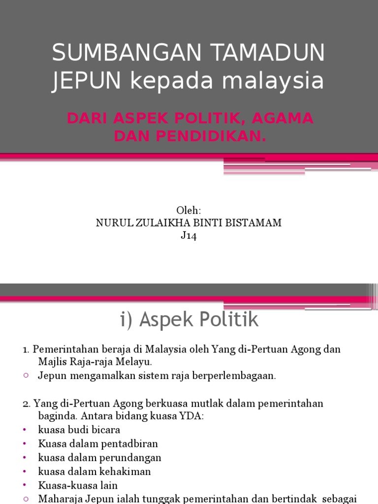 Sumbangan Tamadun Jepun Dari Aspek Politik, Agama  PDF