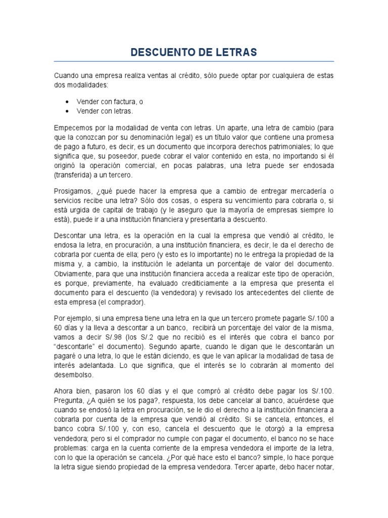 Descuento de Letras y Factoring | PDF | Bancos | Factoring (Finanzas)