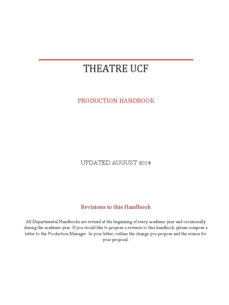 Production Handbook PDF Theatre Performing Arts