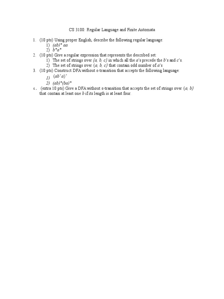 Regular Languages and Finite Automata Guide | PDF