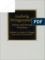 WITTGENSTEIN, Ludwig, Public and Private Occasions