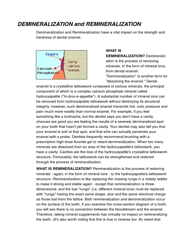 4-Demineralization and Remineralization | PDF | Tooth Enamel | Chemical ...