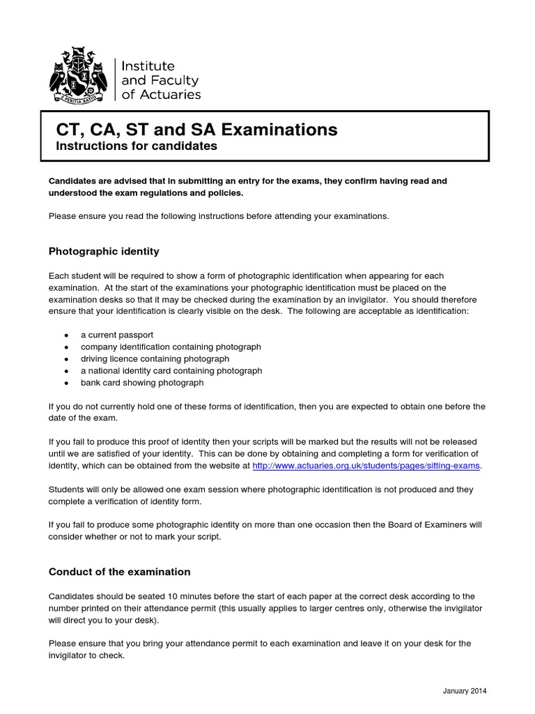Ct ca st and sa examinations instructions for candidates pdf
