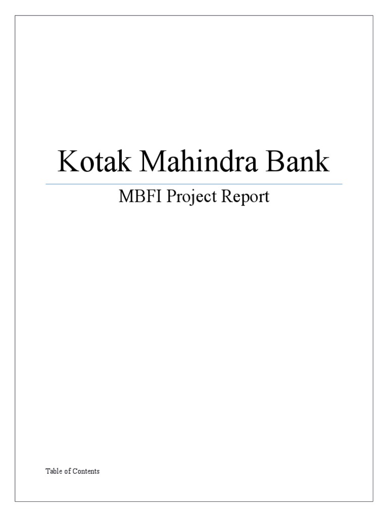 research report on kotak mahindra bank