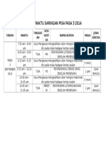 Jadual Waktu Saringan Pisa Fasa 3 2014