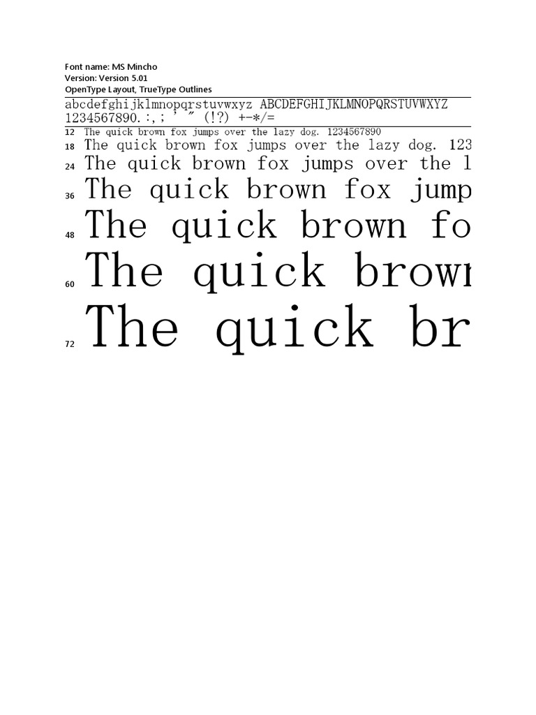 MS Mincho & MS PMincho (TrueType) | PDF | Teaching Methods & Materials ...