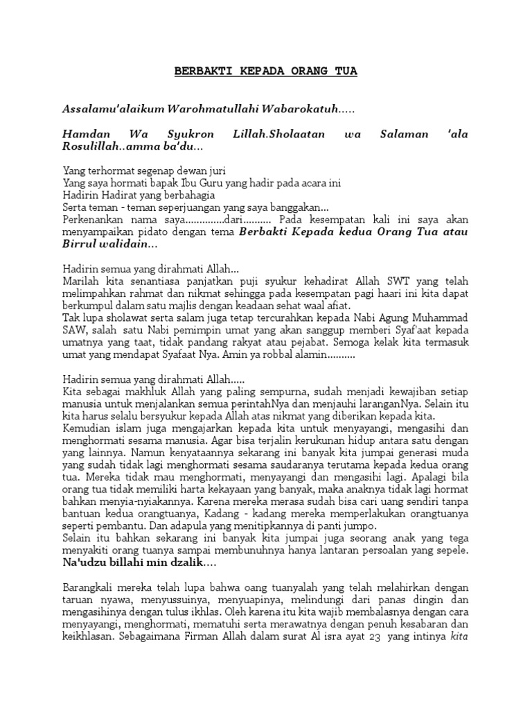 Berbakti Kepada Orang Tua Puisi