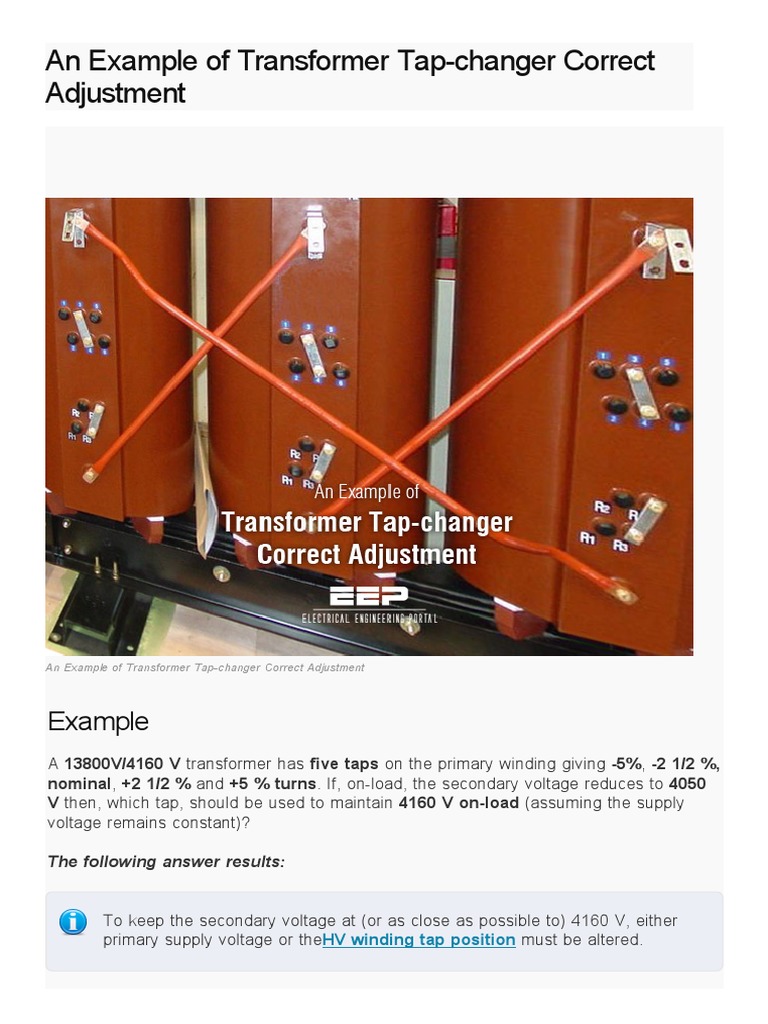 An Example of Transformer TapChanger Correct Adjustment EEP PDF