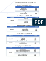 Datas Turmas