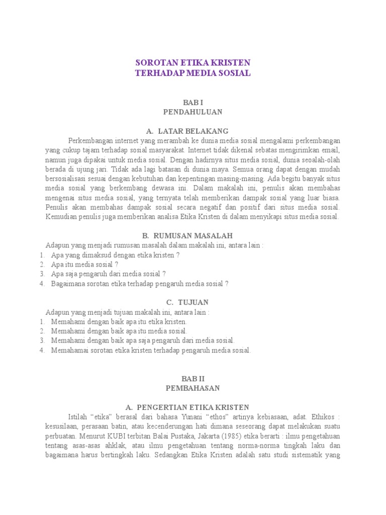 Makalah Etika Kristen II