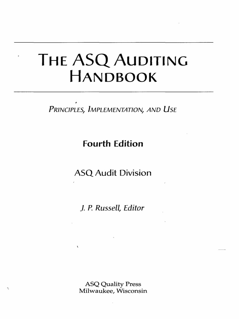ASQ Auditing Handbook Sampling (Statistics) Statistics