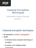 Classical Encryption Techniques: Information System Security