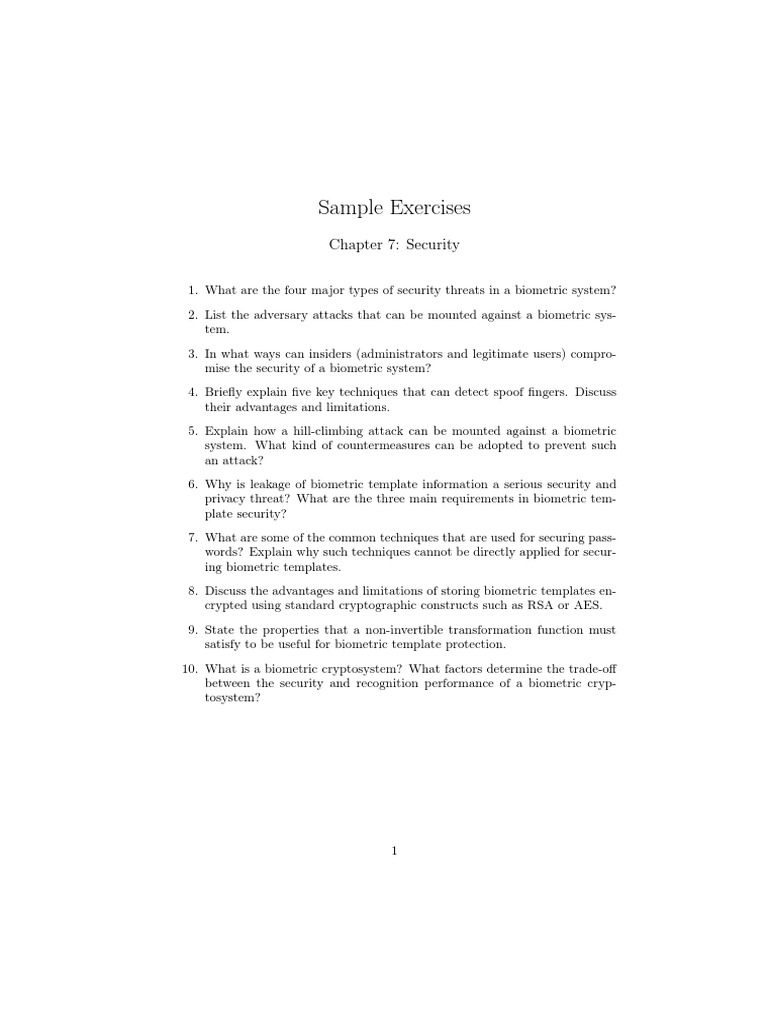 Sample Exercises: Chapter 7: Security | PDF