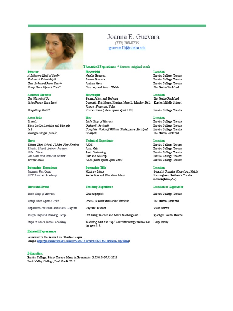 Joanna Guevara's Theatre Resume | PDF