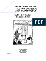 Sta 3032 Probability and Statistics For Engineers Fall 2014 Team Project