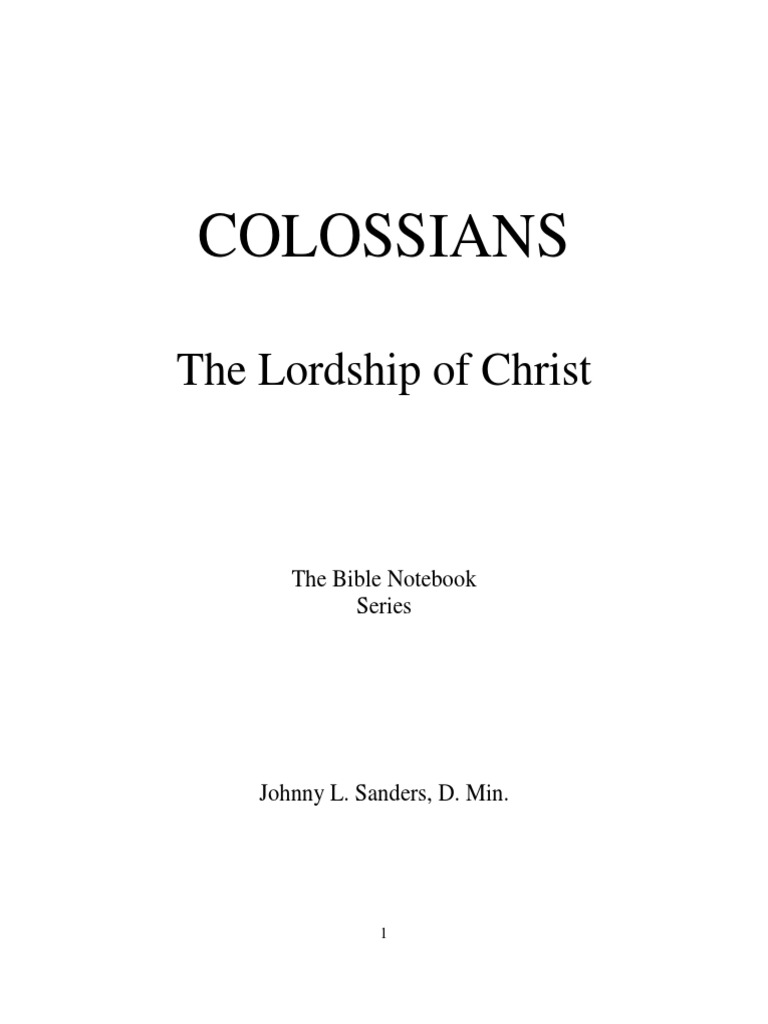 Colossians: The Lordship of Christ | PDF | Epistle To The Colossians ...