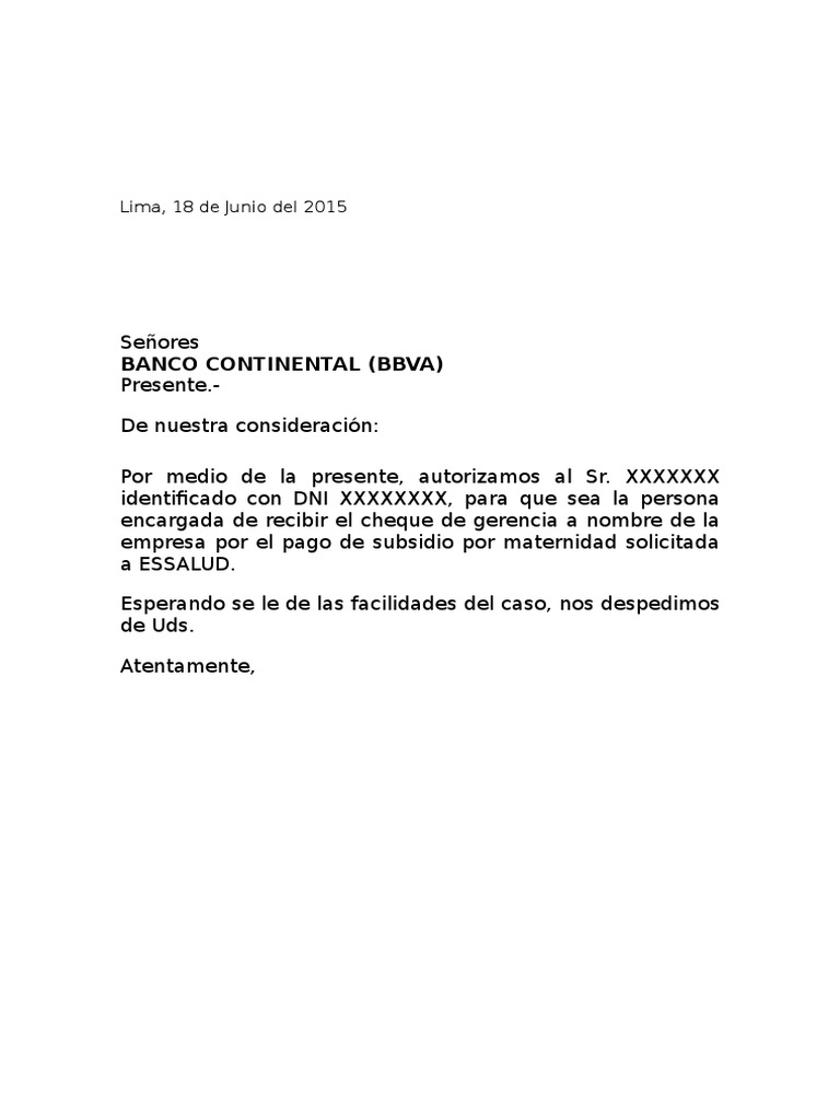 Carta Banco Bbva Subsidio Essalud