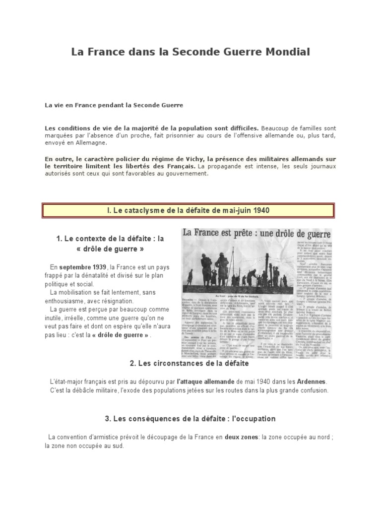 La France pendant la Seconde Guerre mondiale | PDF | Résistance ...