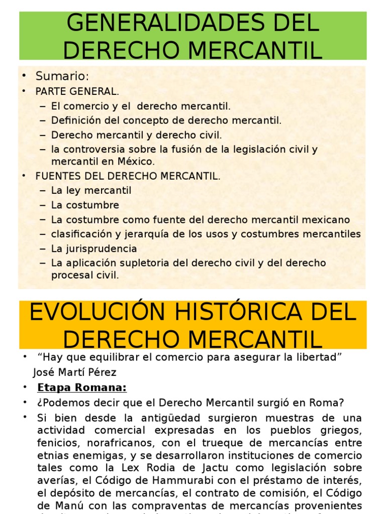 Generalidades Del Derecho Mercantil Conf 1 y 2 Fuentes