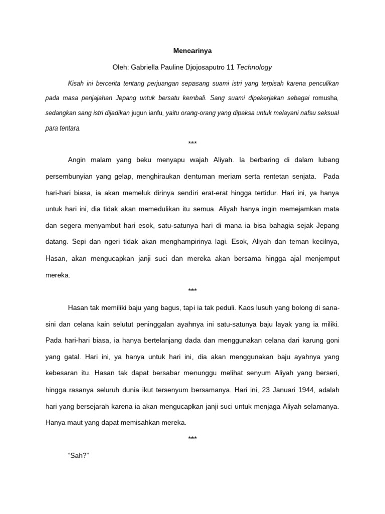 Cerpen Fiksi Sejarah Jaman Penjajahan Jepang