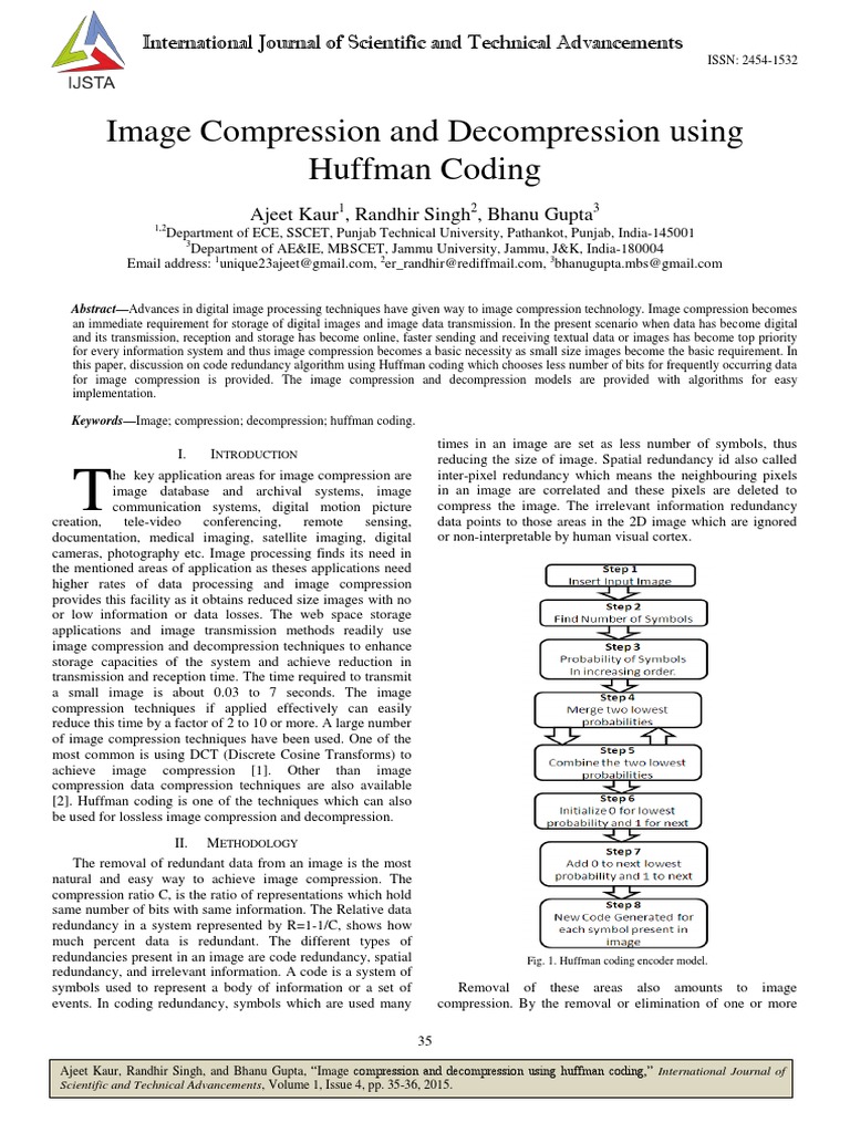 Huffman Coding for Image Compression | PDF | Data Compression | Areas ...