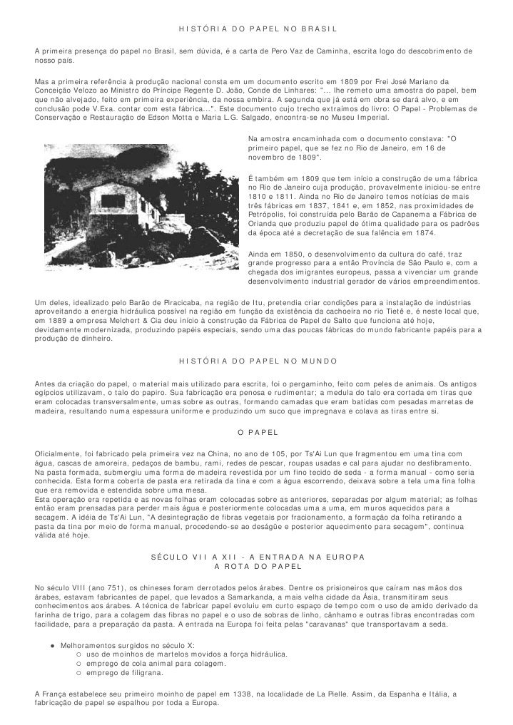 Historia Do Papel Celulose Papel