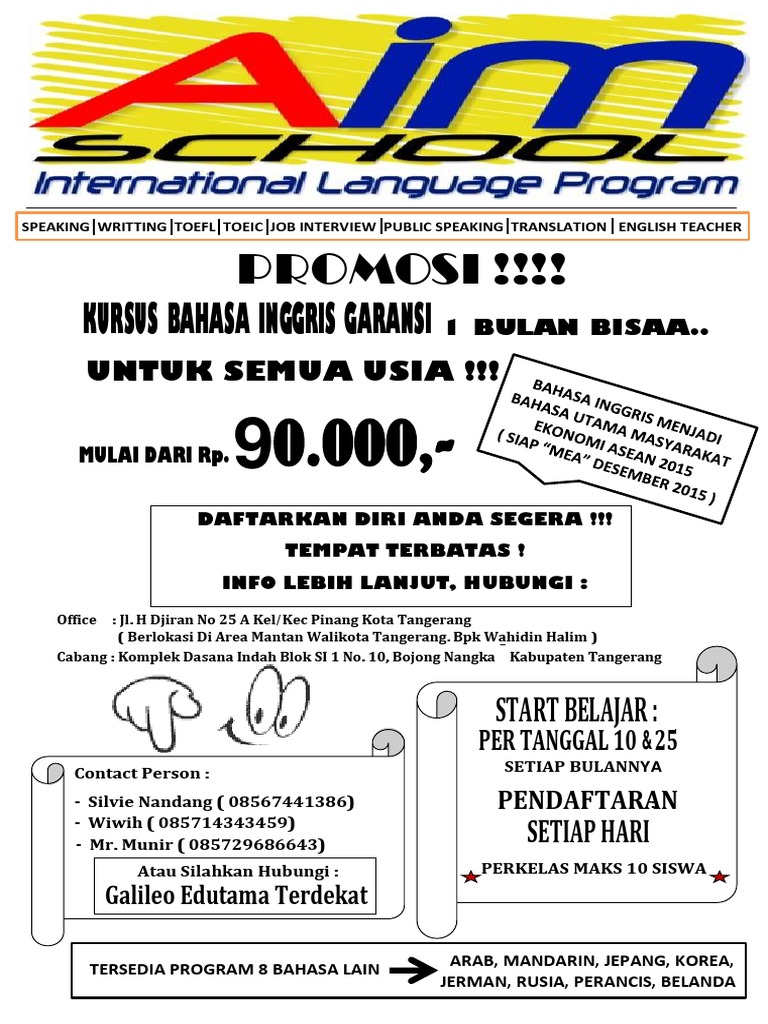 Promosi Kursus Bahasa Inggris Garansi