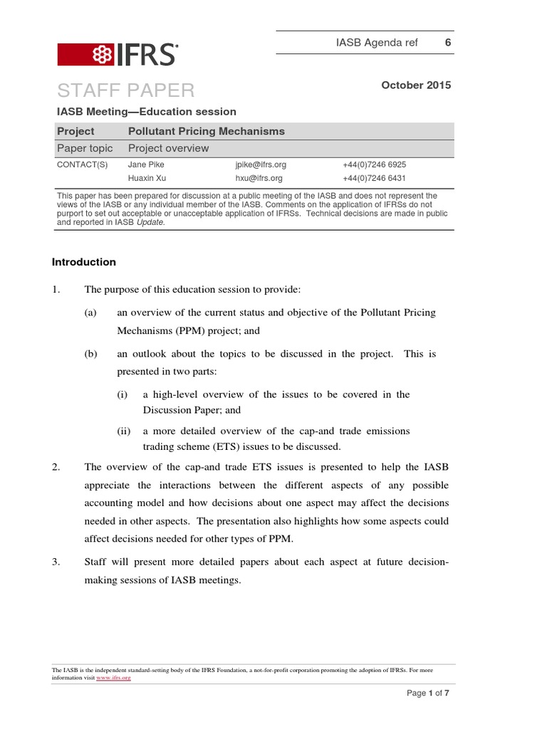Staff Paper IASB Agenda Ref Download Free PDF Emissions Trading