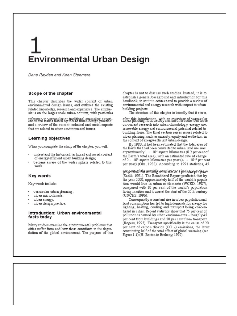 Environmental Urban Design: Scope of The Chapter | PDF | Urban Design ...