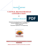 U.P.P.W.D. Jhansi For Road Construction: A Training Report ON