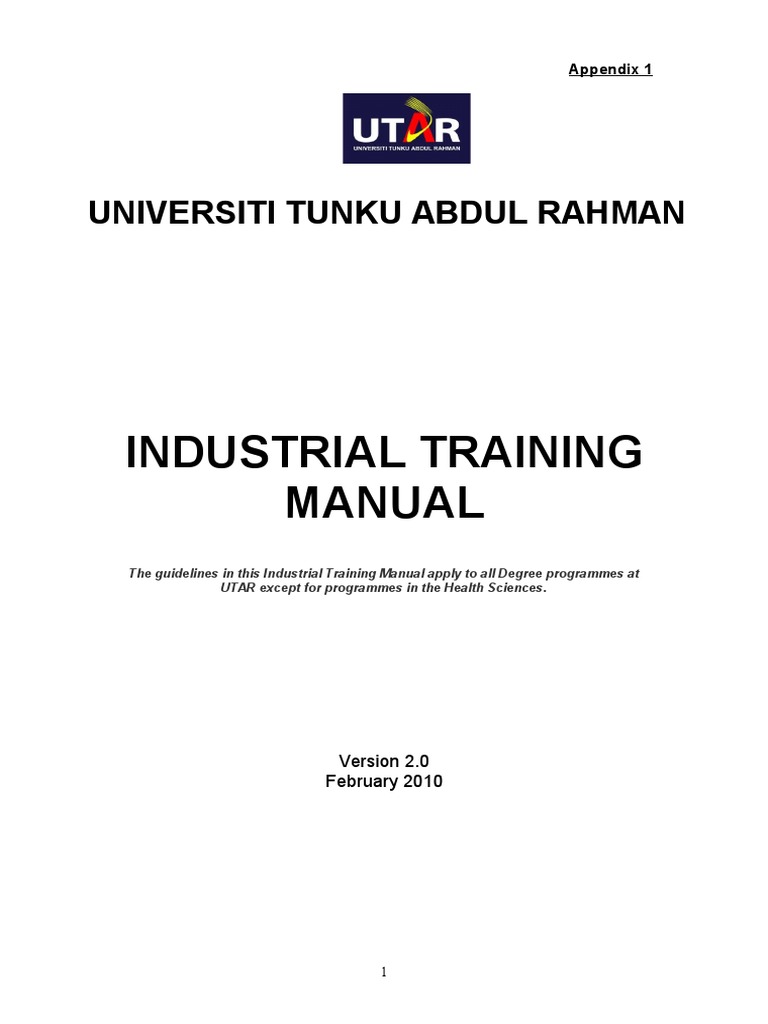 UTAR Industrial Training Manual Guide | PDF | Students | Insurance