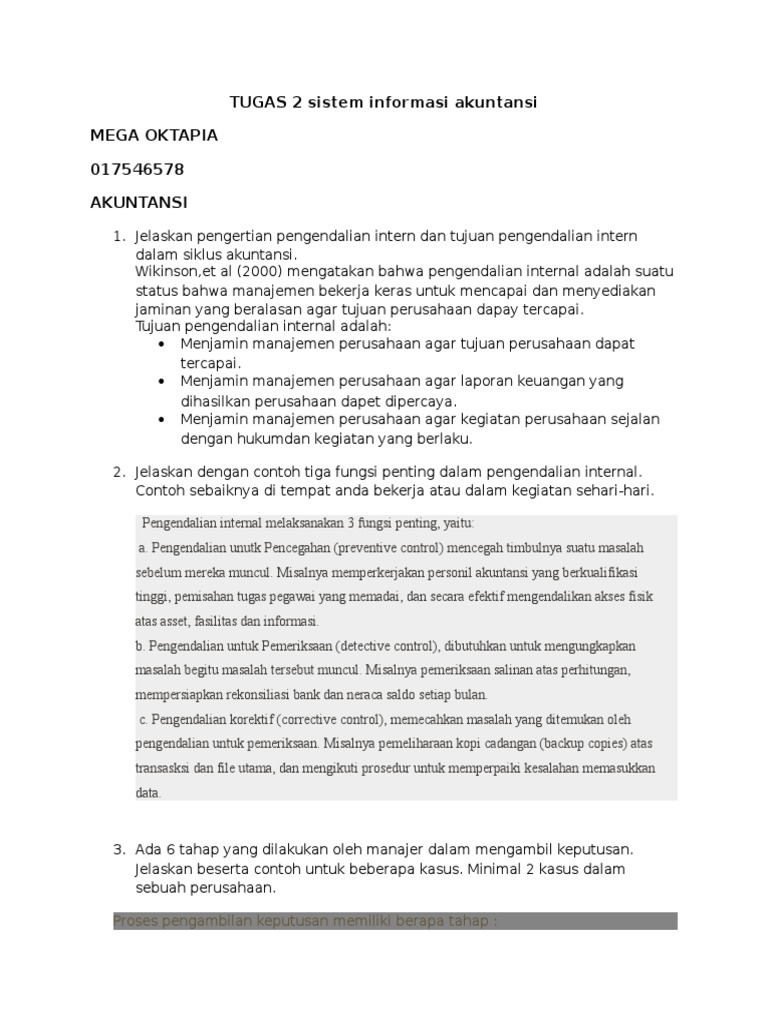 Contoh Sistem Pengendalian Internal Dalam Perusahaan Barisan Contoh