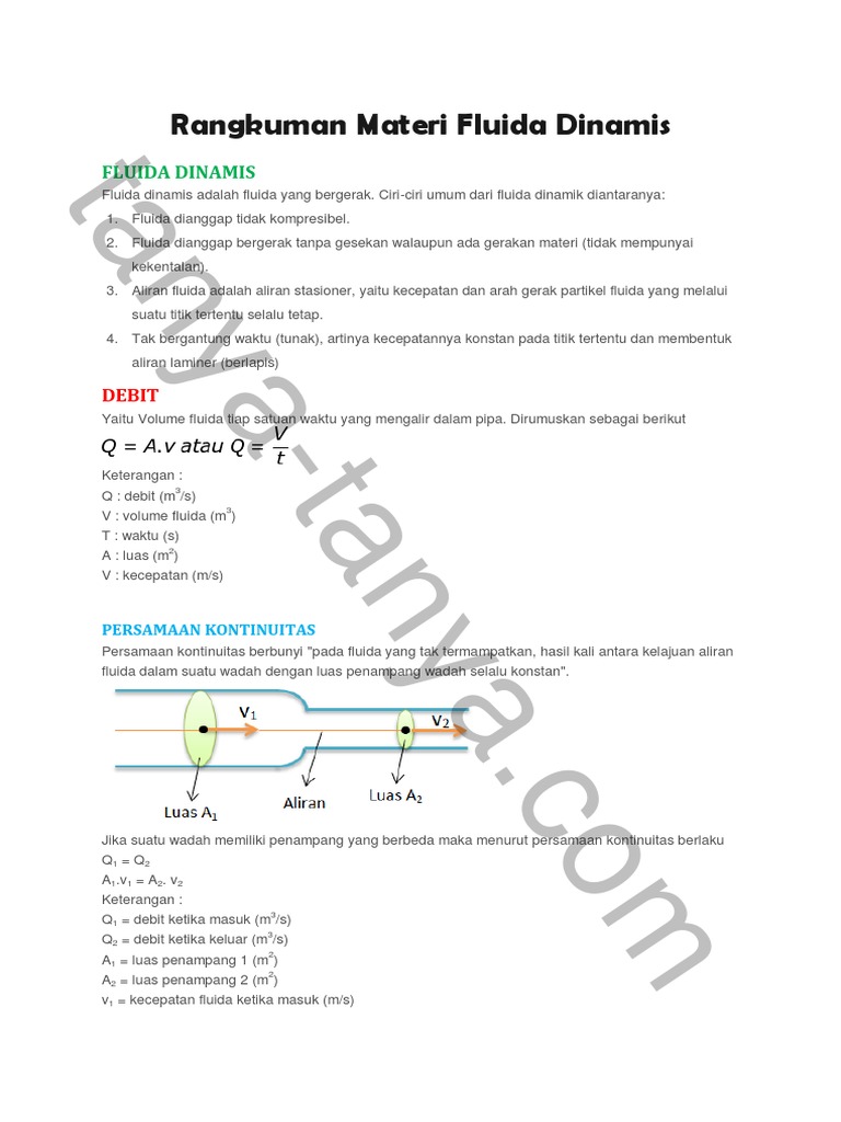 Rangkuman Materi Fluida Dinamis | PDF