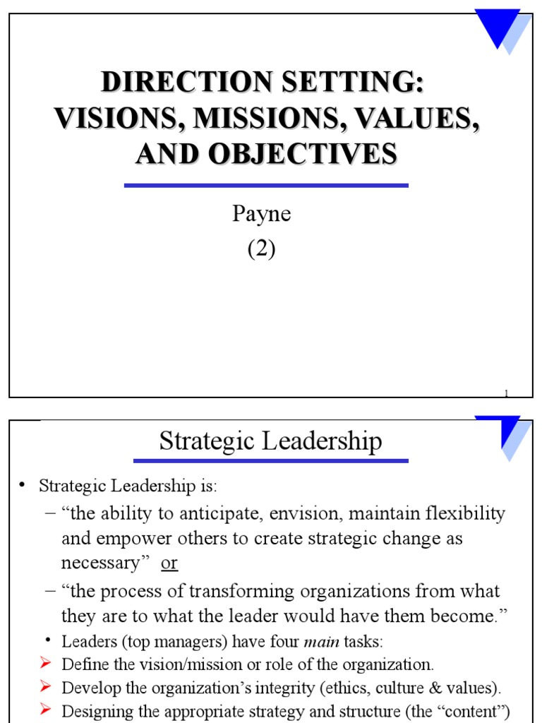 Strategic Leadership: Vision, Mission, Values | PDF | Strategic ...
