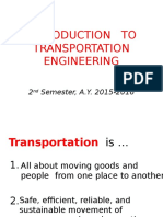 Introduction To Transportation Engineering 2015-2016