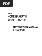 18122724 Hitachi Home Bakery Model HBD102 Instruction Manual Recipes