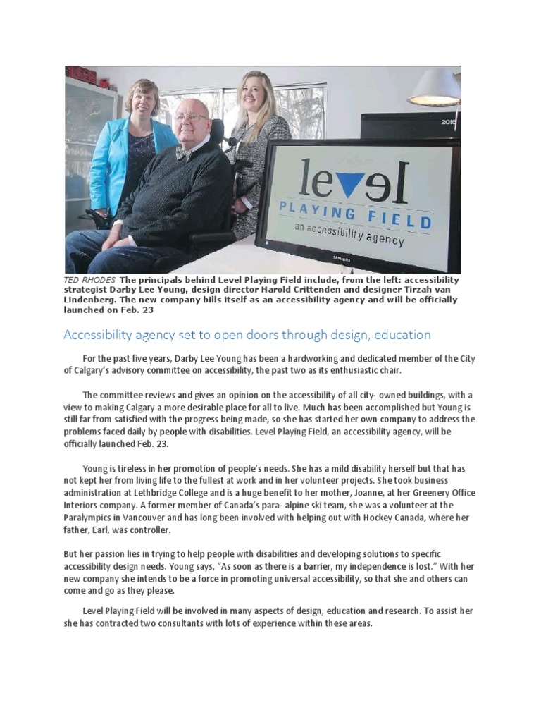 Level Playing Field Inc | PDF | Accessibility | Business