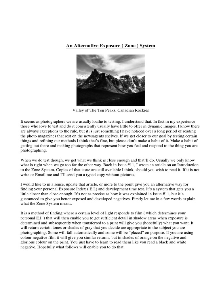 Alternative Exposure System | PDF | Exposure (Photography) | Film Speed