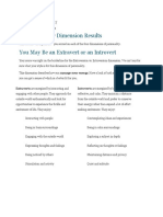 Section I: Your Dimension Results You May Be An Extravert or An Introvert
