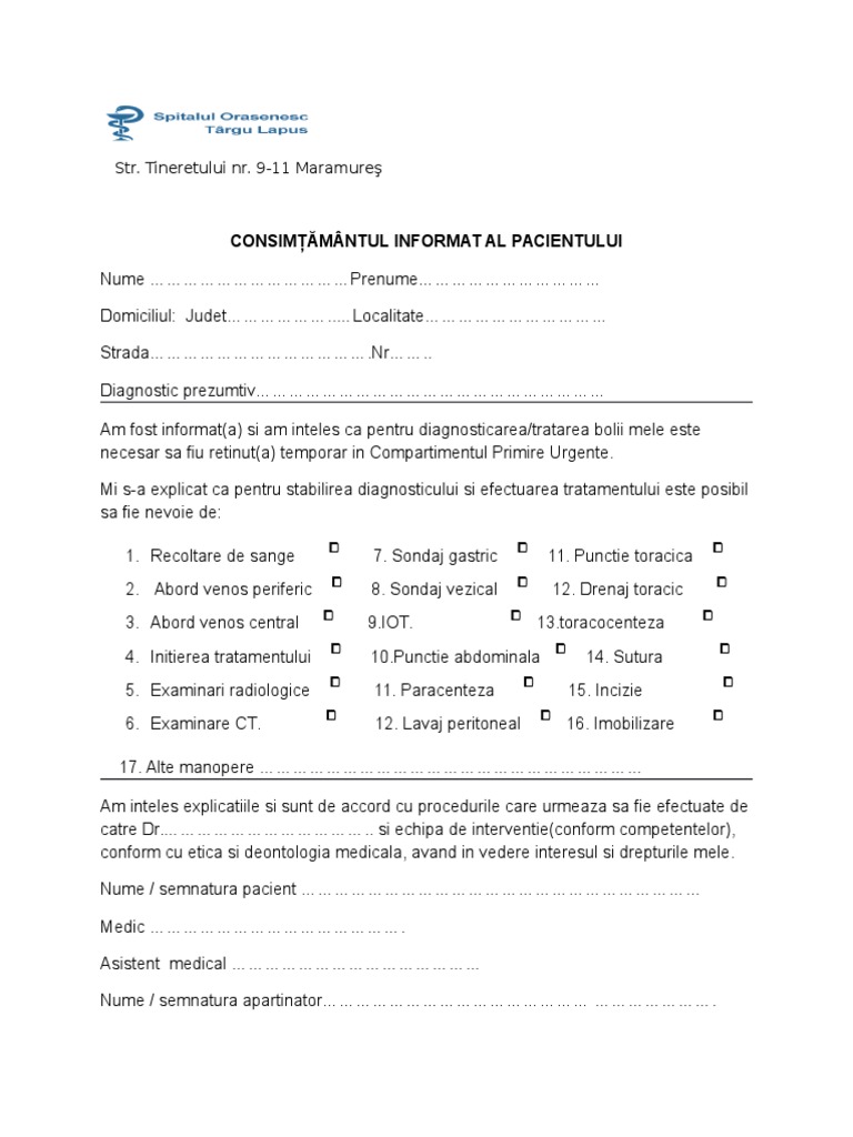Consimtamantul Informat Al Pacientului | PDF