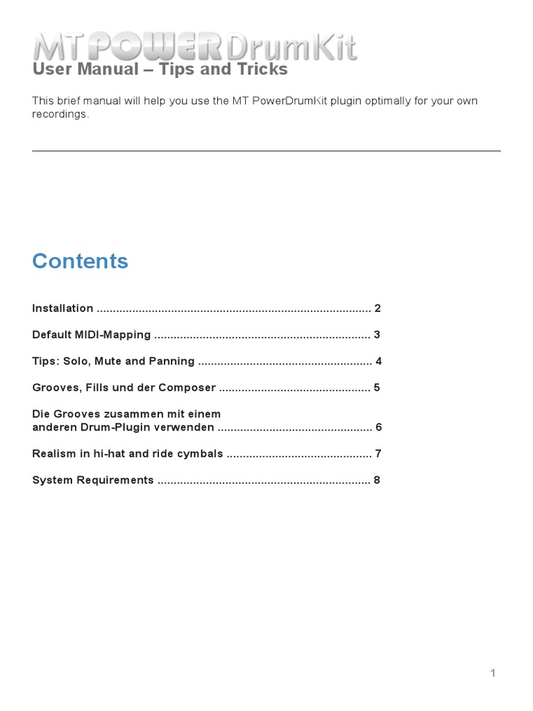 User Manual - Tips and Tricks | PDF | Drum Kit | Computing