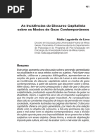As Incidências Do Discurso Capitalista No Modos de Gozo Contemporâneo