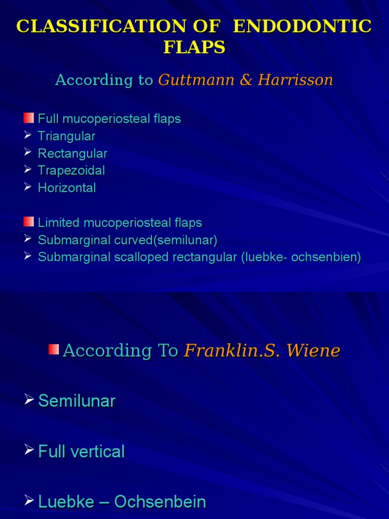 Classification of Endodontic Flaps Surgery Dentistry Branches