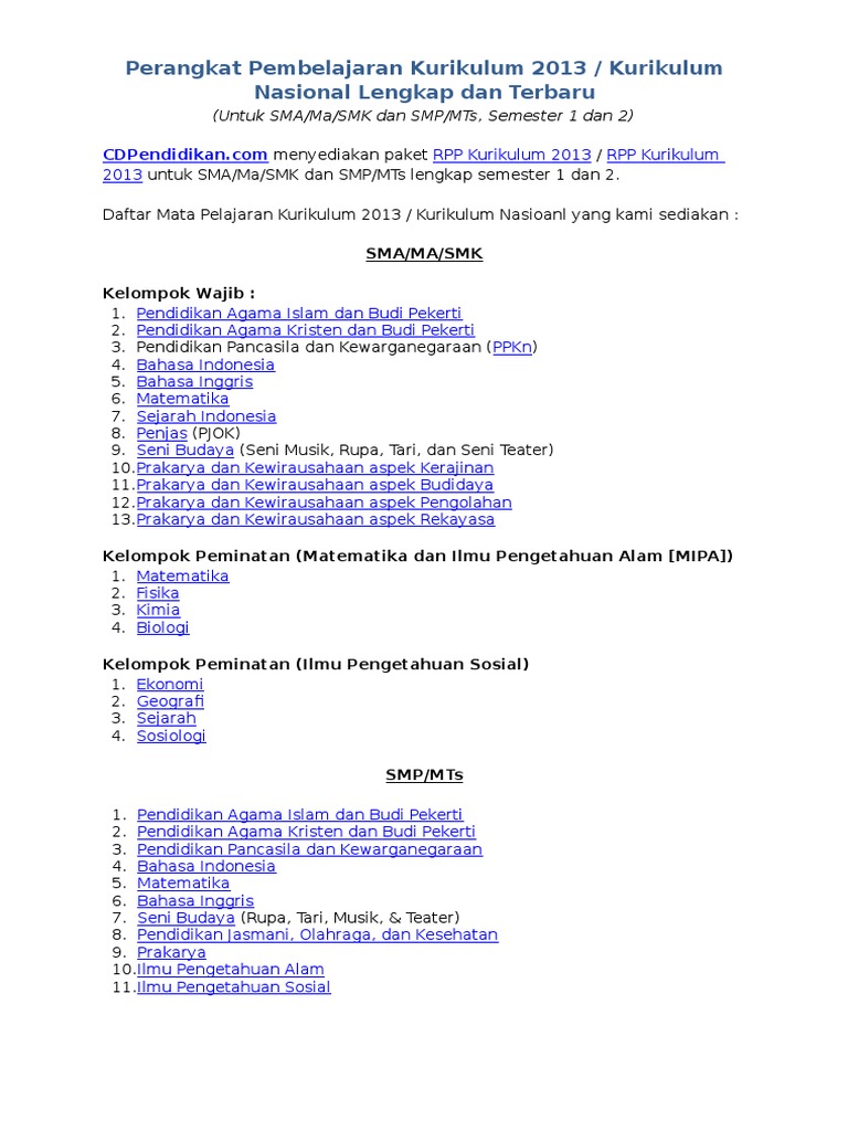 RPP Kurikulum 2013 RPP Kurikulum Nasional