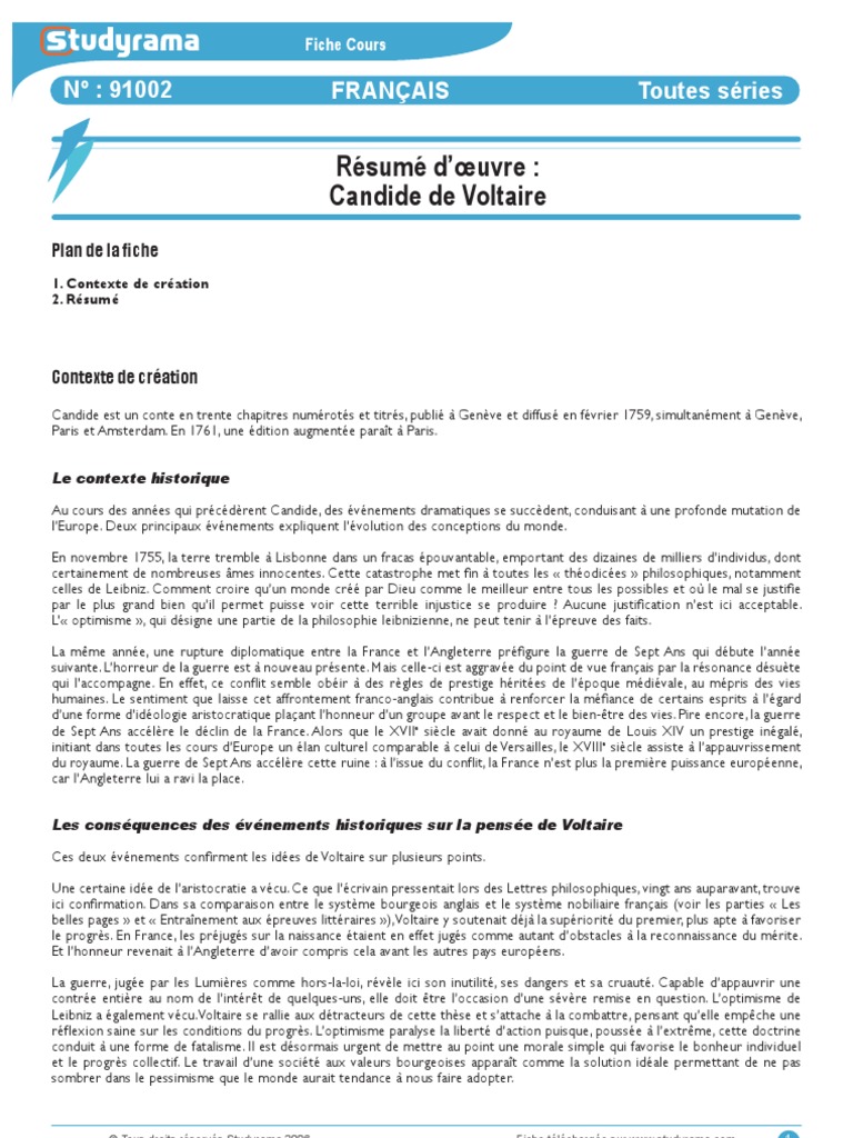 Resume De Candide De Voltaire Resume Voltaire Candide | PDF | Candide | Voltaire