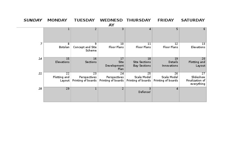 Weekly Project Schedule Overview | PDF | Technology & Engineering